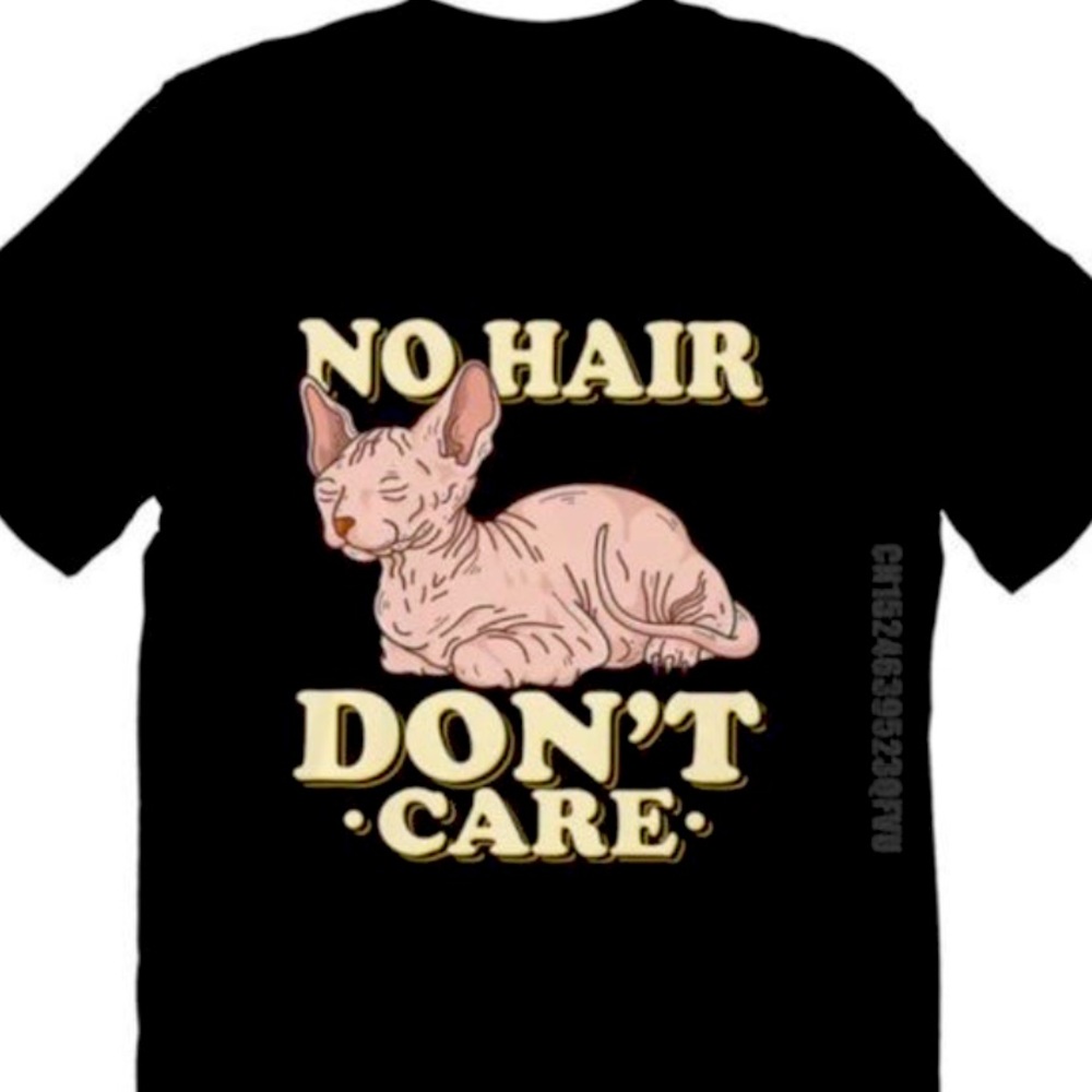 ✨No Hair Don’t Care✨ Sphynx Cat Bald & Proud Unisex Shirt Tee Sz XL Alopecia